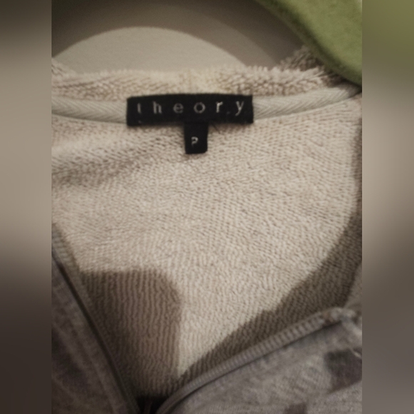 Theory Gray Zip Up Sweatshirt Size Petite - Picture 2 of 4